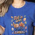 Fall In Love With Learning Teacher Autumn School Women's Heather T-Shirt Heather True Royal Fall In Love With Learning Teacher Autumn School Women's Heather T-Shirt Heather True Royal
