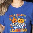 Fall In Love With Learning Fall Teacher Thanksgiving Retro Women's Heather T-Shirt Heather True Royal
