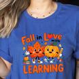 Fall In Love With Learning Thanksgiving Teacher Student Kids Women's Heather T-Shirt Heather True Royal