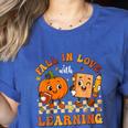Fall In Love With Reading Book Autumn Pumpkins And Teachers Women's Heather T-Shirt Heather True Royal Fall In Love With Reading Book Autumn Pumpkins And Teachers Women's Heather T-Shirt Heather True Royal