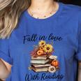 Fall In Love With Reading Book Autumn Teachers Pumpkins Women's Heather T-Shirt Heather True Royal Fall In Love With Reading Book Autumn Teachers Pumpkins Women's Heather T-Shirt Heather True Royal