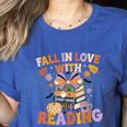 Fall In Love With Reading Halloween Stack Of Book Teacher Women's Heather T-Shirt Heather True Royal