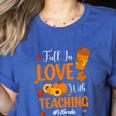Fall In Love With Teaching 1st Grade Teacher Thanksgiving For Men Women Girls Kids Women's Heather T-Shirt Heather True Royal Fall In Love With Teaching 1st Grade Teacher Thanksgiving For Men Women Girls Kids Women's Heather T-Shirt Heather True Royal