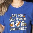 Are You Fall O Ween Directions Halloween Teacher Ghosts Women's Heather T-Shirt Heather True Royal