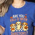 Are You Fall O Ween Directions Teacher Halloween Dog Ghost Women's Heather T-Shirt Heather True Royal