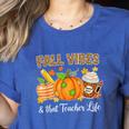 Fall Vibes And That Teacher Life Autumn Thanksgiving Women's Heather T-Shirt Heather True Royal Fall Vibes And That Teacher Life Autumn Thanksgiving Women's Heather T-Shirt Heather True Royal