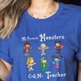 My Favorite Monsters Call Me Teacher Thank Mummy Vampire Bat Women's Heather T-Shirt Heather True Royal