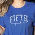 Fifth Grade Coquette Toile Blue Bow Floral Women Teacher Women's Heather T-Shirt Heather True Royal Fifth Grade Coquette Toile Blue Bow Floral Women Teacher Women's Heather T-Shirt Heather True Royal