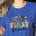 First Grade Teacher Wildflower Back To School Floral Outfits Women's Heather T-Shirt Heather True Royal First Grade Teacher Wildflower Back To School Floral Outfits Women's Heather T-Shirt Heather True Royal
