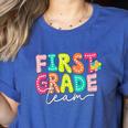 First Grade Team Teacher Back To School 1st Grade Squad Kids Women's Heather T-Shirt Heather True Royal