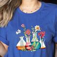 Floral Beakers Chemistry Lab Teacher Women's Heather T-Shirt Heather True Royal Floral Beakers Chemistry Lab Teacher Women's Heather T-Shirt Heather True Royal