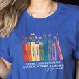 Floral Books Never Underestimate A Public School Teacher Women's Heather T-Shirt Heather True Royal Floral Books Never Underestimate A Public School Teacher Women's Heather T-Shirt Heather True Royal