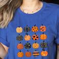 Folk Art Pumpkins Teacher Nurses Admin Witch Halloween Cute Women's Heather T-Shirt Heather True Royal Folk Art Pumpkins Teacher Nurses Admin Witch Halloween Cute Women's Heather T-Shirt Heather True Royal