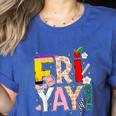 Fri-Yay Happy Friday Lovers Teacher Weekend Women Women's Heather T-Shirt Heather True Royal