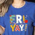 Fri Yay Teacher Happy Friday Friyay Weekend Back To School Women's Heather T-Shirt Heather True Royal Fri Yay Teacher Happy Friday Friyay Weekend Back To School Women's Heather T-Shirt Heather True Royal