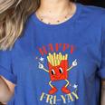 Fun Teacher Happy Fri Yay French Fries Friday Lovers Women's Heather T-Shirt Heather True Royal