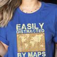 Geography Teacher Easily Distracted By Maps Women's Heather T-Shirt Heather True Royal