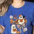 Ghost Reading Books Halloween Bow Spooky Teacher Student Women's Heather T-Shirt Heather True Royal Ghost Reading Books Halloween Bow Spooky Teacher Student Women's Heather T-Shirt Heather True Royal