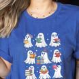 Ghost Reading Teacher Halloween Costume Librarian Book Lover Women's Heather T-Shirt Heather True Royal