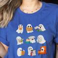 Ghost Reading Teacher Halloween Librarian Book Lover School Women's Heather T-Shirt Heather True Royal Ghost Reading Teacher Halloween Librarian Book Lover School Women's Heather T-Shirt Heather True Royal