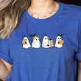 Ghosts Reading Books Library Halloween Teacher Men Women Kid Women's Heather T-Shirt Heather True Royal