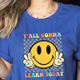 You All Gonna Learn Today Shirt Retro Groovy Teacher Life Women's Heather T-Shirt Heather True Royal