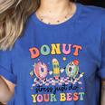 Groovy Donut Stress Just Do Your Best Testing Day Teachers Women's Heather T-Shirt Heather True Royal Groovy Donut Stress Just Do Your Best Testing Day Teachers Women's Heather T-Shirt Heather True Royal