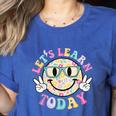Groovy Retro Lets Learn Today Teacher Student Back To School Women's Heather T-Shirt Heather True Royal Groovy Retro Lets Learn Today Teacher Student Back To School Women's Heather T-Shirt Heather True Royal