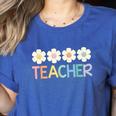 Groovy Teacher Cute Daisy Flower Retro Back To School Women's Heather T-Shirt Heather True Royal Groovy Teacher Cute Daisy Flower Retro Back To School Women's Heather T-Shirt Heather True Royal