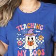 Groovy Teaching My Boos Teacher Ghost Halloween Teacher Women's Heather T-Shirt Heather True Royal Groovy Teaching My Boos Teacher Ghost Halloween Teacher Women's Heather T-Shirt Heather True Royal