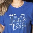 Halloween Best Teachers Are A Bit Batty Spooky Bats Women's Heather T-Shirt Heather True Royal Halloween Best Teachers Are A Bit Batty Spooky Bats Women's Heather T-Shirt Heather True Royal