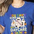 Halloween You Can't Scare Me I'm a Daycare Teacher Ghost Women's Heather T-Shirt Heather True Royal