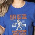 Halloween Lets Eat Kids Punctuation Teacher Women's Heather T-Shirt Heather True Royal Halloween Lets Eat Kids Punctuation Teacher Women's Heather T-Shirt Heather True Royal