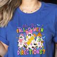 Halloween Floral Ghost Teacher Are You Falloween Directions Women's Heather T-Shirt Heather True Royal