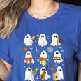 Halloween Ghost Playing Musical Instruments Music Teacher Women's Heather T-Shirt Heather True Royal Halloween Ghost Playing Musical Instruments Music Teacher Women's Heather T-Shirt Heather True Royal