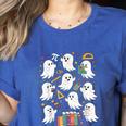 Halloween Math Teacher Ghost Math Teacher Spooky Halloween Women's Heather T-Shirt Heather True Royal