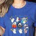 Halloween Music Teacher Ghost Playing Musical Instruments Women's Heather T-Shirt Heather True Royal Halloween Music Teacher Ghost Playing Musical Instruments Women's Heather T-Shirt Heather True Royal