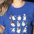 Halloween PE Teacher Ghost Playing Soccer Football Baseball Women's Heather T-Shirt Heather True Royal Halloween PE Teacher Ghost Playing Soccer Football Baseball Women's Heather T-Shirt Heather True Royal