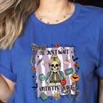 Halloween Skeleton Teacher I'Ll Just Wait Until It's Quiet Women's Heather T-Shirt Heather True Royal Halloween Skeleton Teacher I'Ll Just Wait Until It's Quiet Women's Heather T-Shirt Heather True Royal