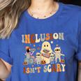 Halloween SLP Sped Teacher Groovy Inclusion Isn't Scary Women's Heather T-Shirt Heather True Royal Halloween SLP Sped Teacher Groovy Inclusion Isn't Scary Women's Heather T-Shirt Heather True Royal