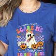Halloween Teacher You Can't Scare Me I Teach Second Grade Women's Heather T-Shirt Heather True Royal Halloween Teacher You Can't Scare Me I Teach Second Grade Women's Heather T-Shirt Heather True Royal