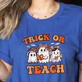 Halloween Teacher Ghosts Trick Or Teach Retro Costume Women Women's Heather T-Shirt Heather True Royal
