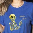 Halloween Teacher Six Seven 6 7 Skeleton Spooky Costume Women's Heather T-Shirt Heather True Royal