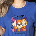 Halloween Teacher Smell a Tiny Human Ghost Spooky Season Women's Heather T-Shirt Heather True Royal Halloween Teacher Smell a Tiny Human Ghost Spooky Season Women's Heather T-Shirt Heather True Royal