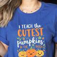 Halloween Teacher I Teach The Cutest Pumpkins In The Patch Women's Heather T-Shirt Heather True Royal Halloween Teacher I Teach The Cutest Pumpkins In The Patch Women's Heather T-Shirt Heather True Royal