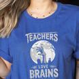 Halloween Teacher Tshirts Zombie Teachers Love Brains Women's Heather T-Shirt Heather True Royal