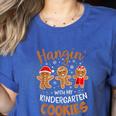 Hangin My Kindergarten Cookie Gingerbread Christmas Teacher For Men Women Kids Women's Heather T-Shirt Heather True Royal