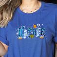 Hanukkah Leopard Plaid Teacher Chanukah Jewish Women Men Women's Heather T-Shirt Heather True Royal
