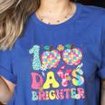 Happy 100th Day Of School 100 Days Brighter Teachers Kids Women's Heather T-Shirt Heather True Royal