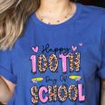 Happy 100th Day Of School Leopard Print Teacher Student Kids Women's Heather T-Shirt Heather True Royal Happy 100th Day Of School Leopard Print Teacher Student Kids Women's Heather T-Shirt Heather True Royal
